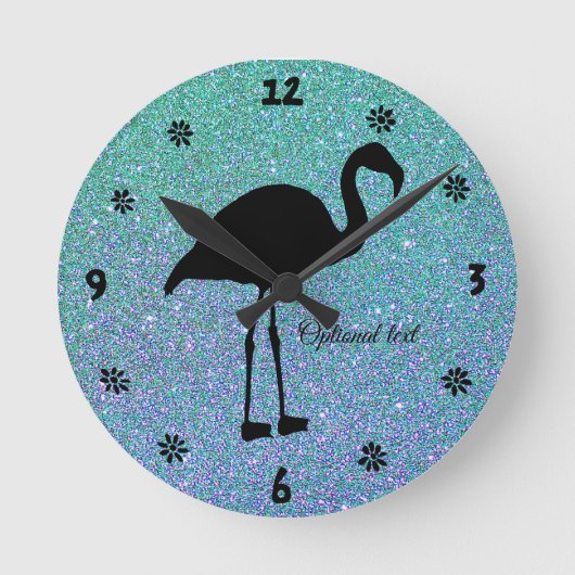 Ocean Glitter Flamingo Silhouette Wall klok (Voorkant)