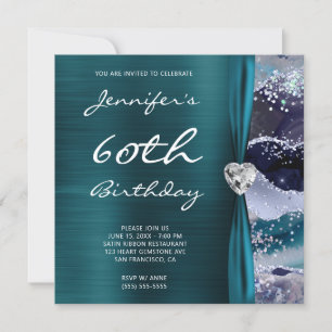 Ocean Glitterende Agate Glam Turquoise Folie 60e V Kaart