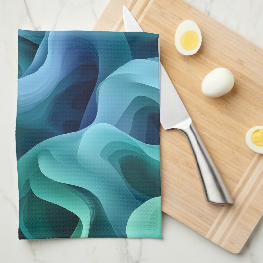 Ocean Glow Abstract Gradient Waves Pattern Theedoek (Quarter Fold)