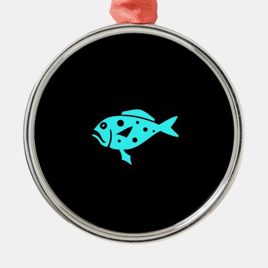 Ocean Glow_Aqua Blue-on-Black Grouper Metalen Ornament (Voorkant)