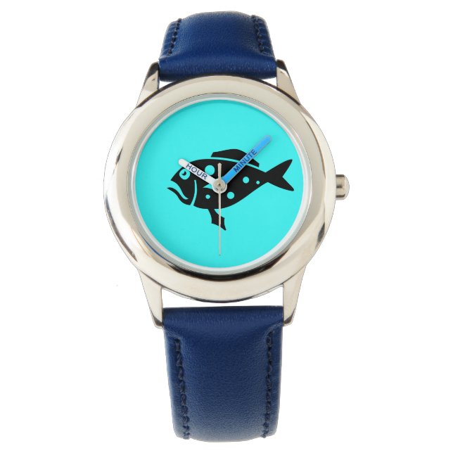 Ocean Glow_Black-on-Aqua Grouper Horloge (Voorkant)
