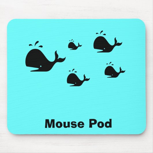 Ocean Glow_black-on-blue Whale "Mouse Pod" Muismat (Voorkant)