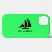 Ocean Glow_Black-on-Green Clipper Ship_personalize Case-Mate iPhone Case (Achterkant (horizontaal))