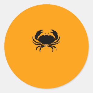 Ocean Glow_Black-on-Oranje Crab Ronde Sticker