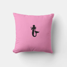 Ocean Glow_Black-on-Pink Mermaid Kussen