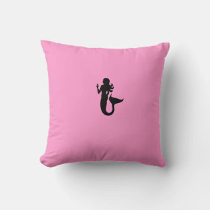 Ocean Glow_Black-on-Pink Mermaid Kussen