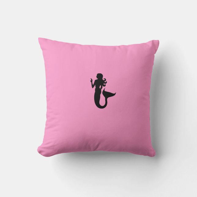 Ocean Glow_Black-on-Pink Mermaid Kussen (Voorkant)