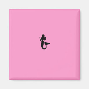 Ocean Glow_Black-on-Pink Mermaid Magneet