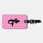 Ocean Glow_Black-on-Pink Mermaid_personalized Bagagelabel (Voorkant horizontaal)