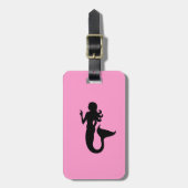 Ocean Glow_Black-on-Pink Mermaid_personalized Bagagelabel (Voorkant verticaal)