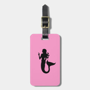 Ocean Glow_Black-on-Pink Mermaid_personalized Bagagelabel