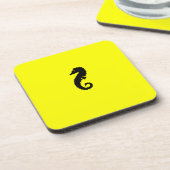 Ocean Glow_Black-on-Yellow Seahorse Bier Onderzetter (Linkerzijde)