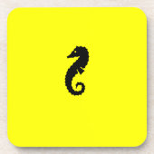 Ocean Glow_Black-on-Yellow Seahorse Bier Onderzetter (Voorkant)