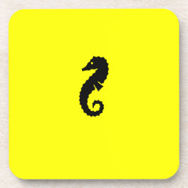 Ocean Glow_Black-on-Yellow Seahorse Bier Onderzetter