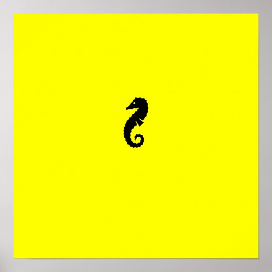 Ocean Glow_Black-on-Yellow Seahorse Poster (Voorkant)