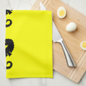 Ocean Glow_Black-on-Yellow Seahorse Theedoek (Quarter Fold)