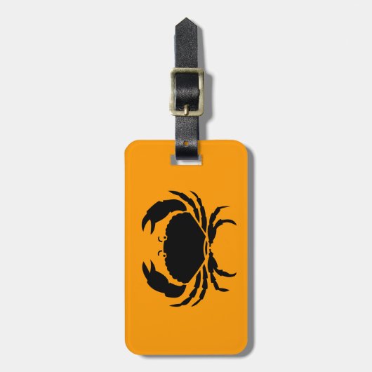 Ocean Glow_Black op Oranje Crab_personalized Bagagelabel (Voorkant verticaal)