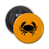 Ocean Glow_Black op Oranje krab Button Flesopener (Voorkant)