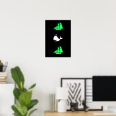 Ocean Glow_green clipper white whale multi-icon Poster (Thuiskantoor)