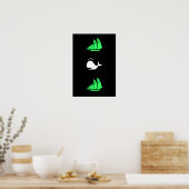 Ocean Glow_green clipper white whale multi-icon Poster (Keuken)