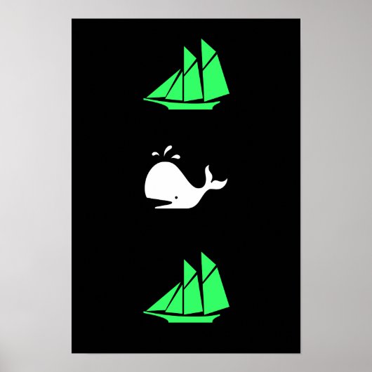 Ocean Glow_green clipper white whale multi-icon Poster (Voorkant)