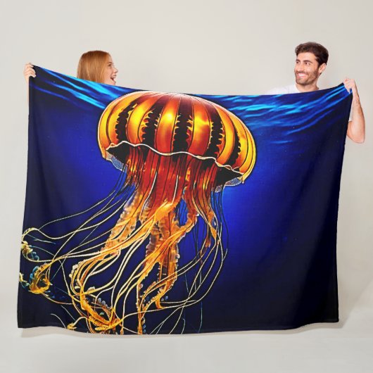 Ocean Glow Jelly Design Fleece Deken (In situ)