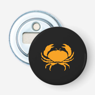 Ocean Glow_Oranje op zwarte krab Button Flesopener