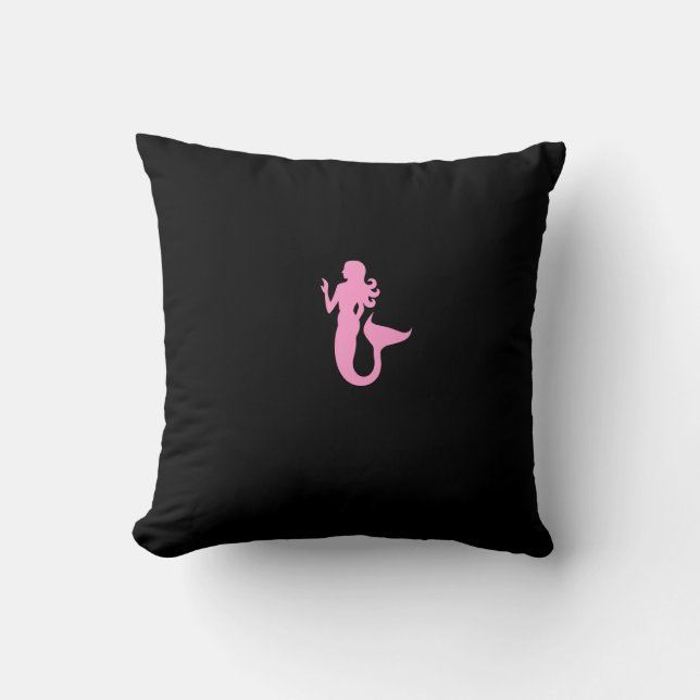 Ocean Glow_Pink-on-Black, Black-on-Pink Mermaid Kussen (Voorkant)