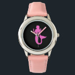 Ocean Glow_Pink-on-Black Mermaid Horloge<br><div class="desc">Toon je liefde voor de oceaan en al zijn onderzeese majesteit met onze Ocean Glow, maritieme iconen, roze-op-zwarte Mermaid polsstaart. Voor extra het ontwerpen opties, enkel klik "aanpassen het"en weg gaat u!</div>