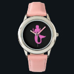 Ocean Glow_Pink-on-Black Mermaid Horloge<br><div class="desc">Toon je liefde voor de oceaan en al zijn onderzeese majesteit met onze Ocean Glow, maritieme iconen, roze-op-zwarte Mermaid polsstaart. Voor extra het ontwerpen opties, enkel klik "aanpassen het"en weg gaat u!</div>