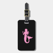 Ocean Glow_Pink-on-Black Mermaid_personalized Bagagelabel (Voorkant verticaal)