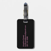 Ocean Glow_Pink-on-Black Mermaid_personalized Bagagelabel (Achterkant verticaal)