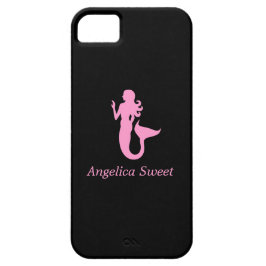 Ocean Glow_Pink-on-Black Mermaid_personalized Case-Mate iPhone Case