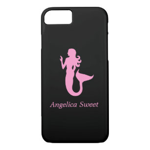 Ocean Glow_Pink-on-Black Mermaid_personalized Case-Mate iPhone Case