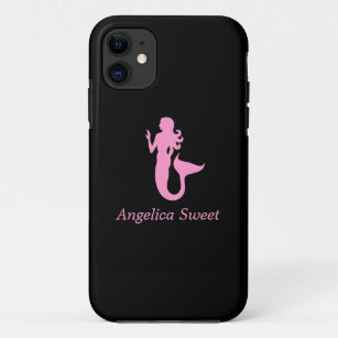 Ocean Glow_Pink-on-Black Mermaid_personalized Case-Mate iPhone Case