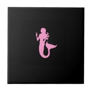 Ocean Glow_Pink-on-Black Mermaid Tegeltje