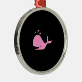 Ocean Glow_Pink-on-Black Whale ketting Metalen Ornament (Rechts)