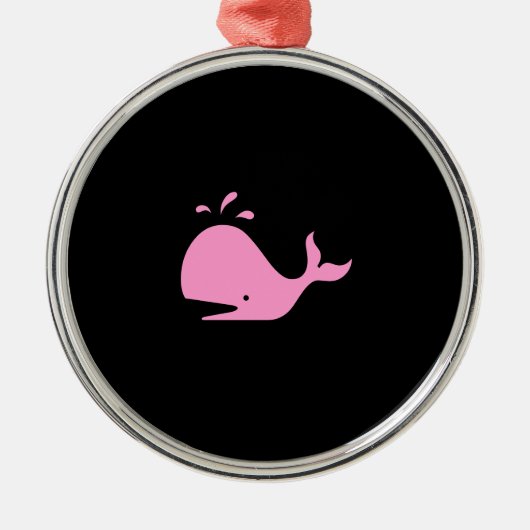 Ocean Glow_Pink-on-Black Whale ketting Metalen Ornament (Voorkant)
