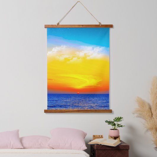 Ocean Glow: Sunset Serenity Hangend Wandkleed (Slaapkamer)