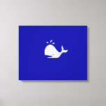 Ocean Glow_White-on-Blue Whale Canvas Afdruk<br><div class="desc">Als je je creatief voelt, kun je de grootte en positie van walvis of de achtergrondkleur veranderen. Klik op "Aanpassen" en laat het plezier beginnen! Gebruikend de ontwerphulpopties hierboven aan uw recht is het gemakkelijk om een ideale "grootte"voor uw canvasomslag te selecteren, dan uw "dikte van het lijst, "panelen, "en...</div>