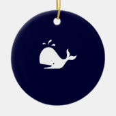 Ocean Glow_White-on-Blue Whale ketting Keramisch Ornament (Voorkant)