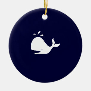 Ocean Glow_White-on-Blue Whale ketting Keramisch Ornament