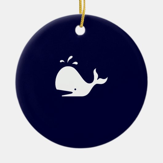 Ocean Glow_White-on-Blue Whale ketting Keramisch Ornament (Voorkant)