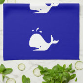 Ocean Glow_White-on-Blue Whale Theedoek (Gevouwen)
