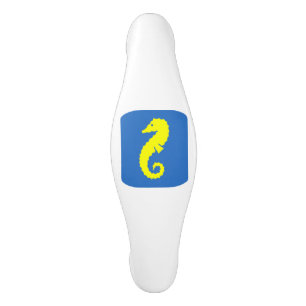 Ocean Glow_Yellow op Blue Seahorse Keramische Kastgreep