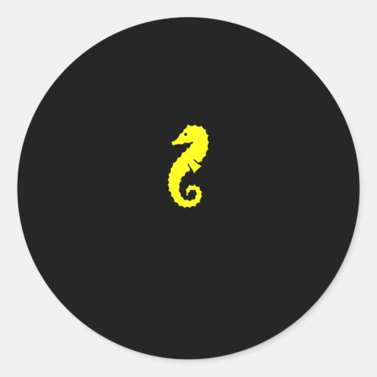 Ocean Glow_Yellow Seahorse Ronde Sticker (Voorkant)