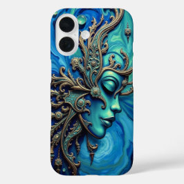 Ocean Goddess: Mystiek Art Nouveau Gezicht iPhone 16 Hoesje