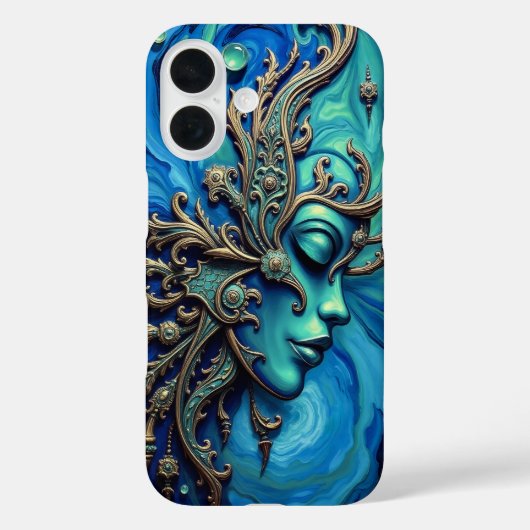 Ocean Goddess: Mystiek Art Nouveau Gezicht Case-Mate iPhone Case (Achterkant)