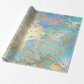 Ocean Gold Marble Pastel Unicorn Urban Abstract Cadeaupapier (Uitgerold)