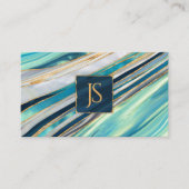 Ocean Golden Flow abstract monogram Visitekaartje (Voorkant)